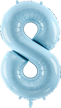 PartyDeco Foliový balón číslo 8, 86cm light blue