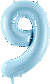 PartyDeco Foliový balón číslo 9, 86cm light blue