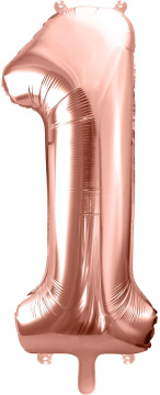 PartyDeco Foliový balón číslo 1, 86cm rose zlatý