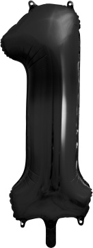 PartyDeco Foliový balón číslo 1, 86cm černý