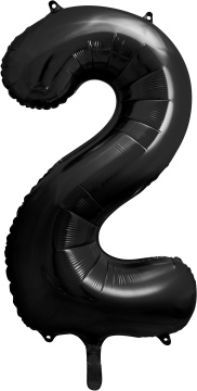 PartyDeco Foliový balón číslo 2, 86cm černý