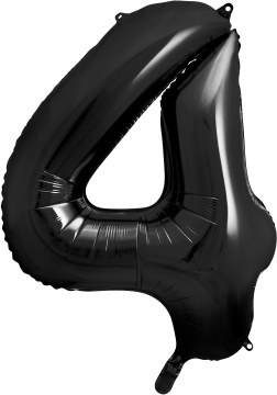 PartyDeco Foliový balón číslo 4, 86cm černý