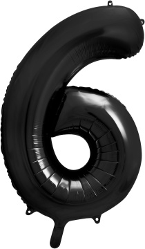 PartyDeco Foliový balón číslo 6, 86cm černý