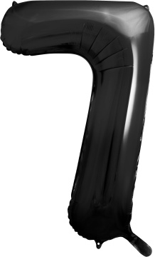 PartyDeco Foliový balón číslo 7, 86cm černý