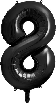 PartyDeco Foliový balón číslo 8, 86cm černý