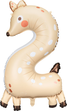 PartyDeco Foliový balón číslo 2 - Srna 65x102 cm mix