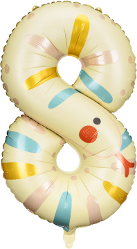 PartyDeco Foliový balón číslo 8 - Had 55x88 cm mix