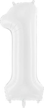 PartyDeco Foliový balón číslo 1, 86 cm bílý