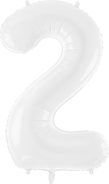 PartyDeco Foliový balón číslo 2, 86 cm bílý
