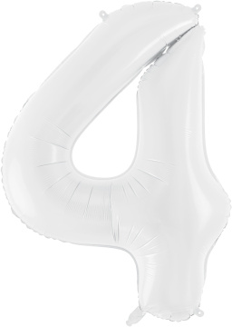 PartyDeco Foliový balón číslo 4, 86 cm bílý