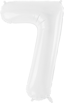 PartyDeco Foliový balón číslo 7, 86 cm bílý