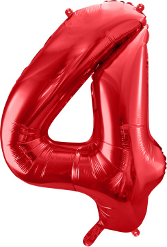 PartyDeco Foliový balón číslo 4, 86cm červený