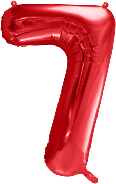 PartyDeco Foliový balón číslo 7, 86cm červený