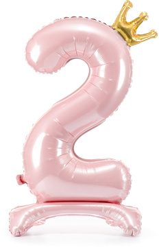 PartyDeco Stojící foliový balón číslo 2 84 cm světle růžová
