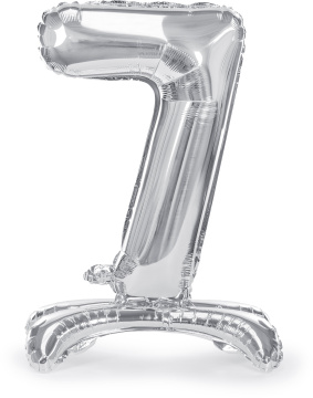 PartyDeco Stojící foliový balón číslo 7 70cm stříbrný