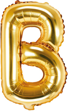 PartyDeco Foliový balón písmeno B 35cm zlatý