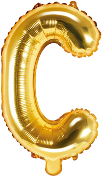 PartyDeco Foliový balón písmeno C 35cm zlatý