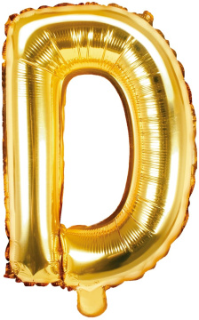PartyDeco Foliový balón písmeno D 35cm zlatý