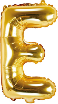 PartyDeco Foliový balón písmeno E 35cm zlatý