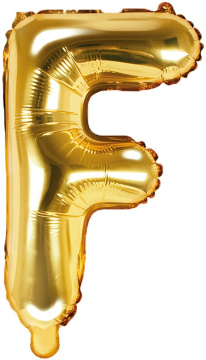 PartyDeco Foliový balón písmeno F 35cm zlatý