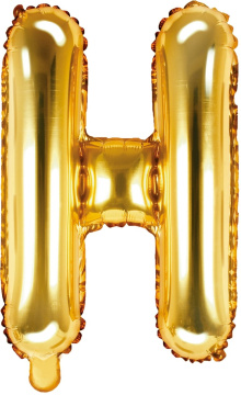 PartyDeco Foliový balón písmeno H 35cm zlatý