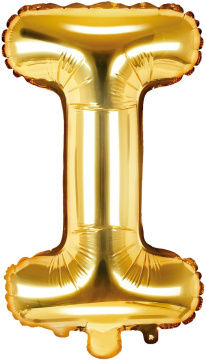 PartyDeco Foliový balón písmeno I 35cm zlatý