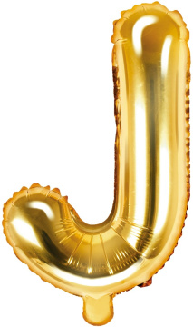 PartyDeco Foliový balón písmeno J 35cm zlatý