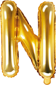 PartyDeco Foliový balón písmeno N 35cm zlatý