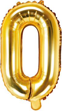 PartyDeco Foliový balón písmeno O 35cm zlatý