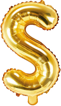 PartyDeco Foliový balón písmeno S 35cm zlatý
