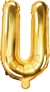 PartyDeco Foliový balón písmeno U 35cm zlatý