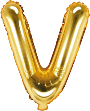 PartyDeco Foliový balón písmeno V 35cm zlatý