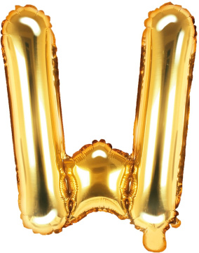 PartyDeco Foliový balón písmeno W 35cm zlatý