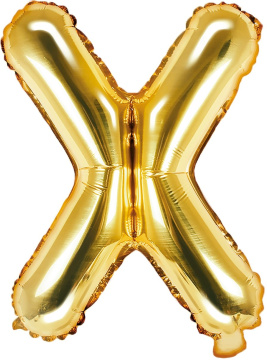 PartyDeco Foliový balón písmeno X 35cm zlatý