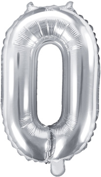 PartyDeco Foliový balón číslo 0, 35cm stříbrný