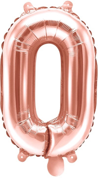 PartyDeco Foliový balón číslo 0 35cm rose zlatý