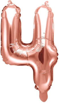 PartyDeco Foliový balón číslo 4, 35cm rose zlatý