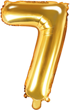 PartyDeco Foliový balón číslo 7, 35cm zlatý