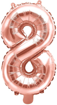 PartyDeco Foliový balón číslo 8, 35cm rose zlatý