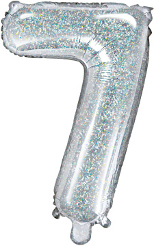 PartyDeco Foliový balón číslo 7, 35cm holographic
