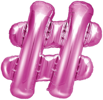 PartyDeco Foliový balón #, 35cm dark pink