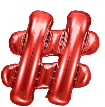 PartyDeco Foliový balón sign #, 35cm červený