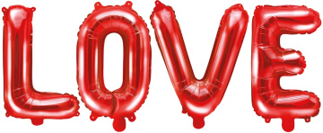 PartyDeco Foliový balón Love 140x35cm červený