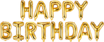 PartyDeco Foliový balón Happy Birthday 340x35cm zlatý