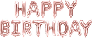 PartyDeco Foliový balón Happy Birthday 340x35cm rose zlatý
