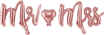 PartyDeco Foliový balón Mr Mrs rose zlatý 69x125cm