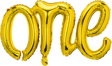 PartyDeco Foliový balón One 66x37cm zlatý