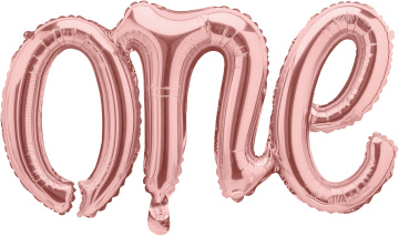 PartyDeco Foliový balón One 66x37cm rose zlatý