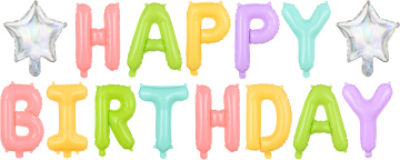 PartyDeco Foliový balón Happy Birthday 395x35cm mix