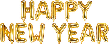 PartyDeco Foliový balón Happy New Year 422x46 cm zlatý